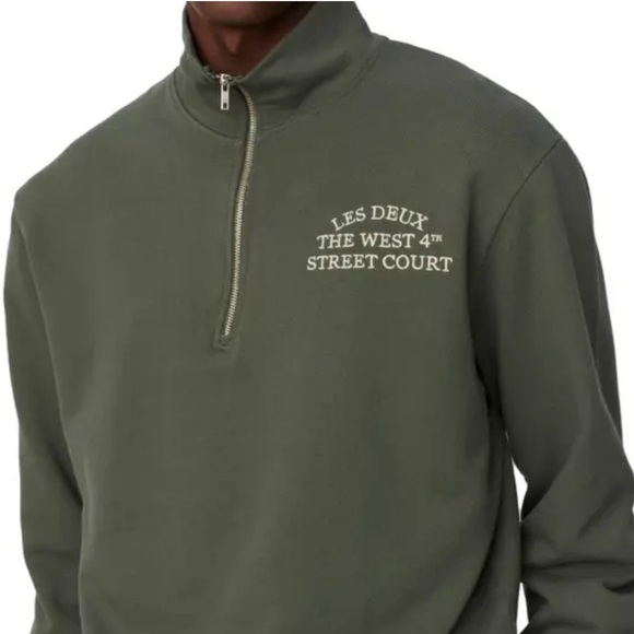 Les Deux Street Court Organic Cotton Blend Zip Up Half Sweater - Picture 2 of 6